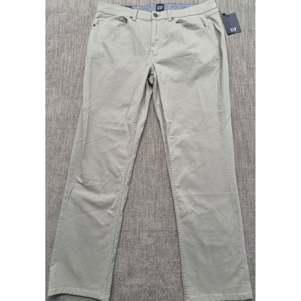 NWT GAP men green khaki‎ slim fit pants 38x30 super soft stretch twill classic